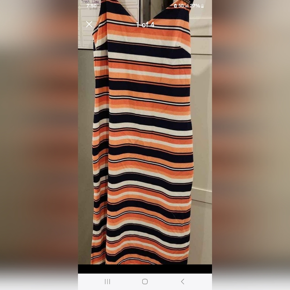 MICHAEL Michael Kors Striped Maxi Dress - Orange, Navy, White
